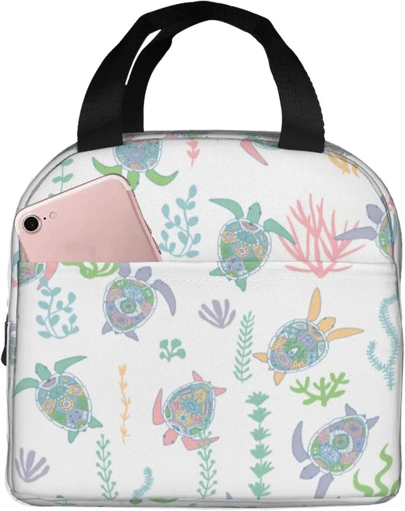 Sea Turtle Portable Tote Lunch Bags Insulated Lunch Box Cooler Lunch Bag for Picnic Boating Beach Fishing Work for Women Men