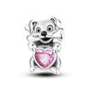 S925 Silver Cute Dog Charms Bead Keychain Animal Puppy Teddy Yorkshire Terrier Crab Paw Whale Rooster Snake Crocodile Jewelry