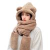 Cute Bear Ear Hat Scarf Gloves Set Thicken Women Beanies Caps Winter Warm Windproof Ear Protection Hat