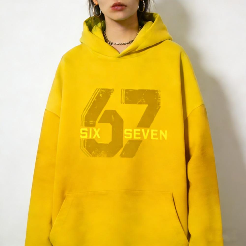 Europe and America Fashion 67 Print Hoodies Men Women Long Sleeve Pullover Casual Hoodies Sweatshirt Clothing