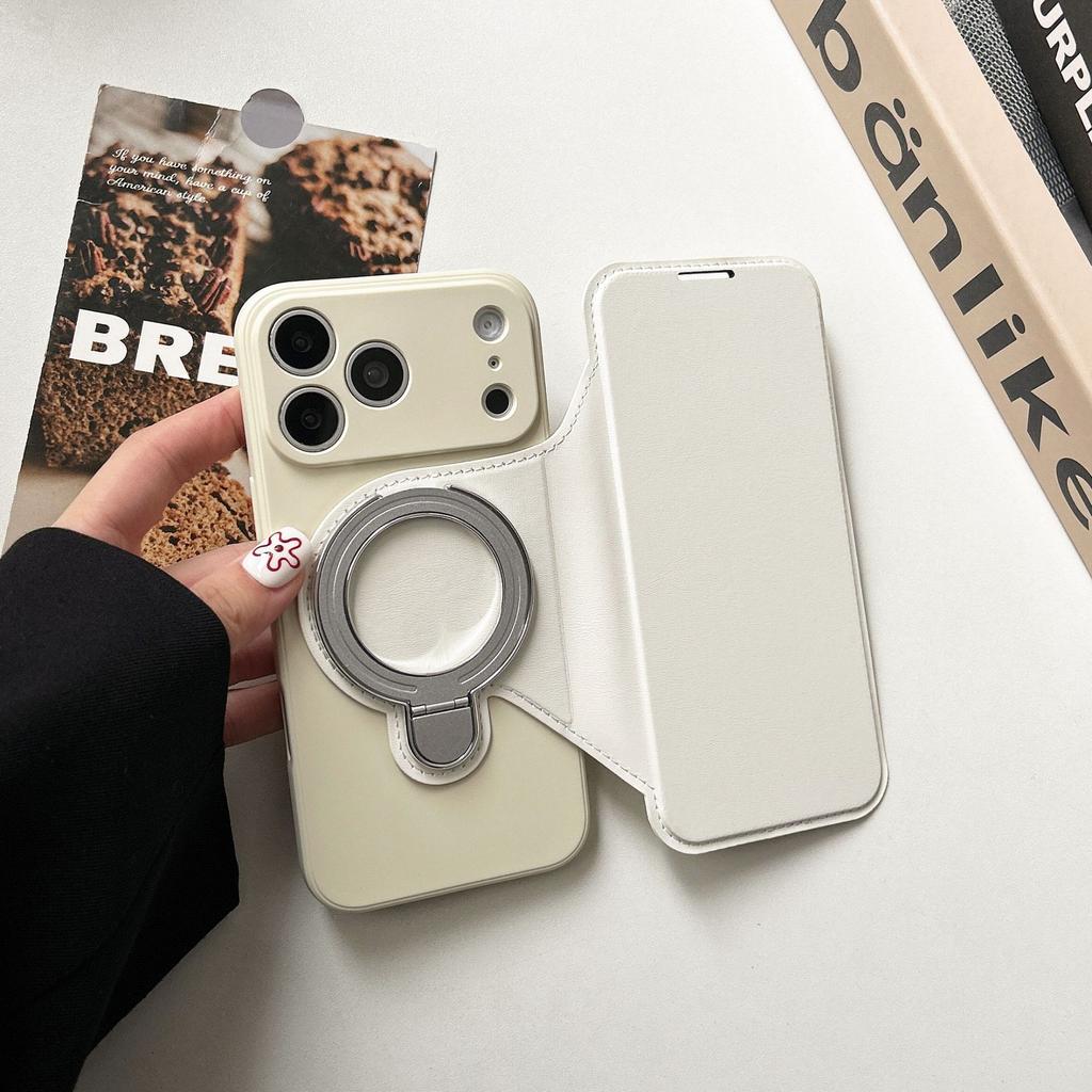 Imitation Liquid Flip Card Bag, Magnetic Suction Bracket, Mobile Phone Case, Suitable for Apple 17PRO Trend 12 Anti-drop 13 Skin Feeling 16