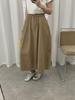 Pepper Patch Women's Elastic Waist Cotton Midi Skirt - Korean Style A-line for Spring/Summer