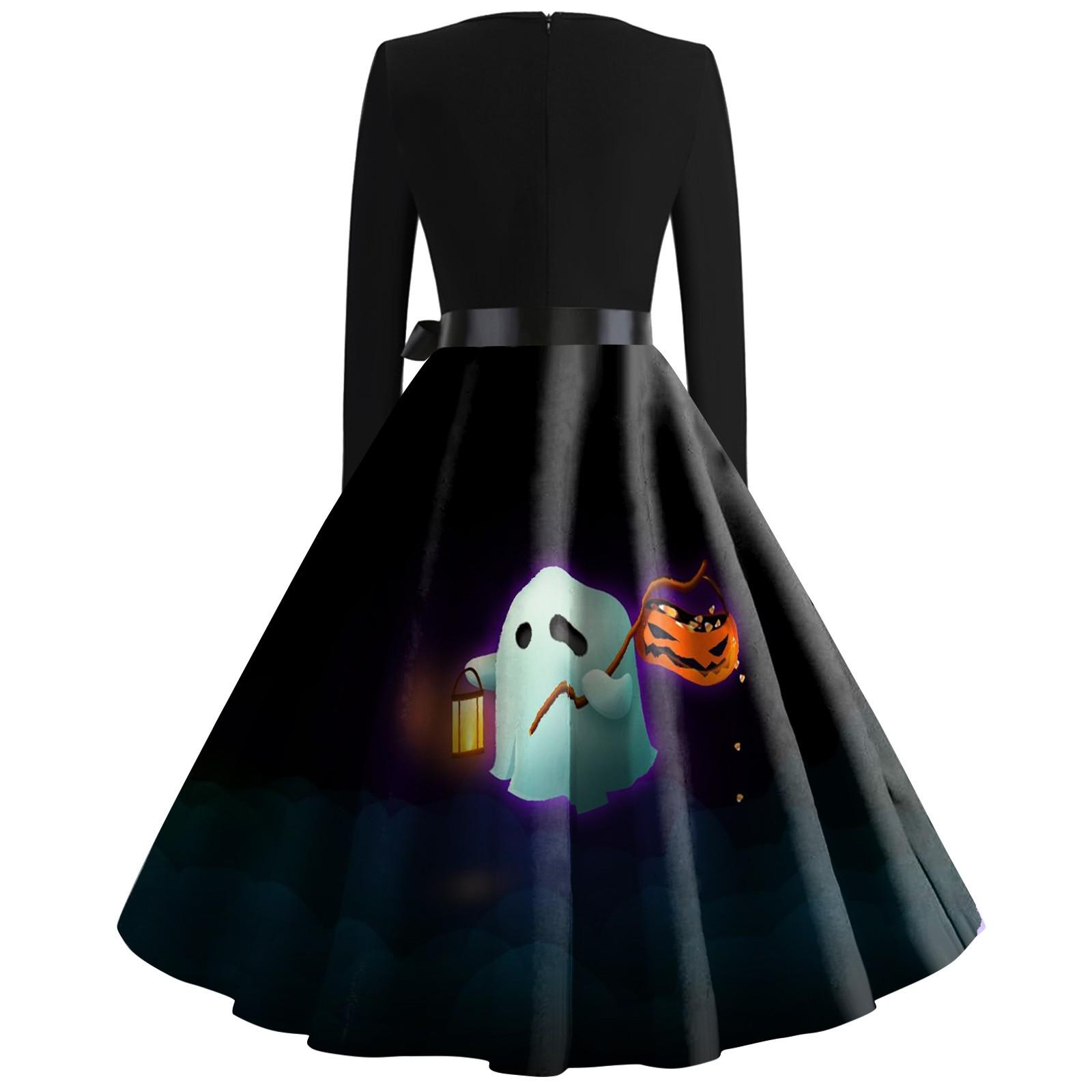 Платье с расклешенным принтом на Хэллоуин для женщин — фото 4