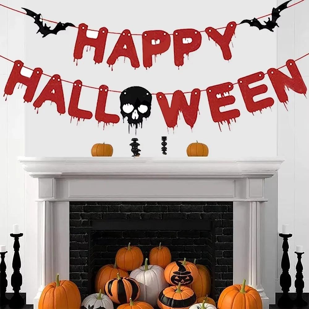 Halloween Party Decoration Happy Halloween Banner Bloody Butcher Knife Killer Tool Paper Garland for Horror Haunted House Decor