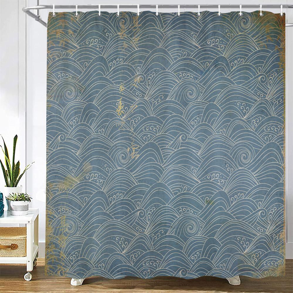 

Занавески для душа в японском стиле с цветами и птицами, занавеска для ванной комнаты с цветами сливы, водонепроницаемая тканевая полиэстеровая занавеска для ванны с крючками W90xH180cm