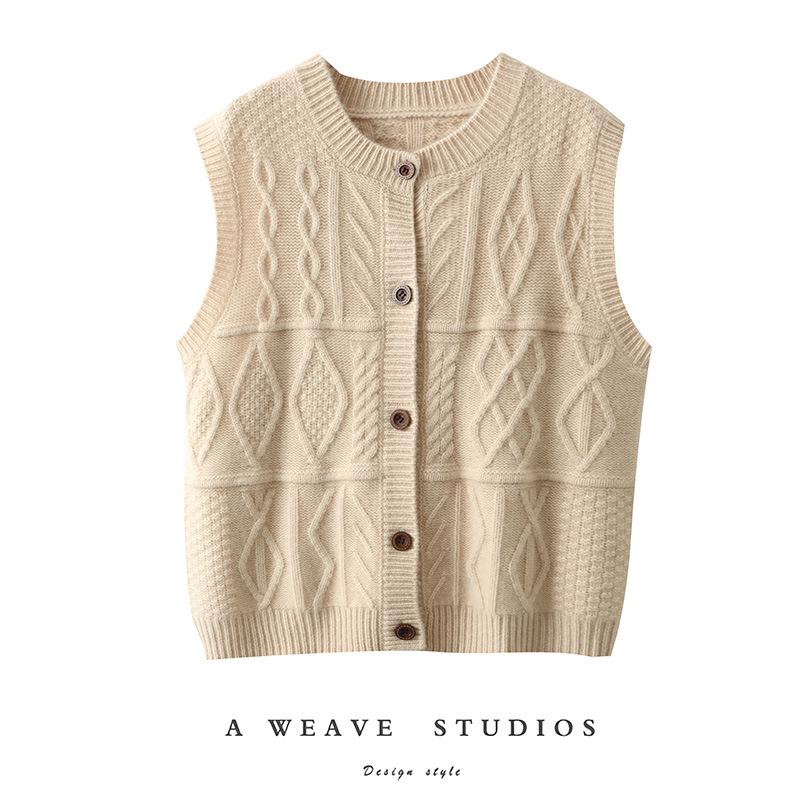 Women's Early Autumn Cashmere Cable Knit Sleeveless Vest Sweater Top