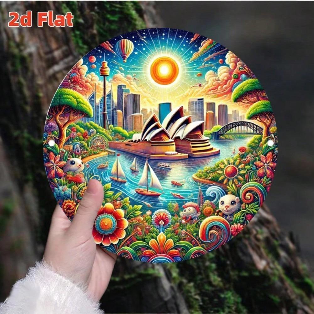 Vintage Waterproof Metal Wall Art Round Logo Sign Indoor Outdoor Decor