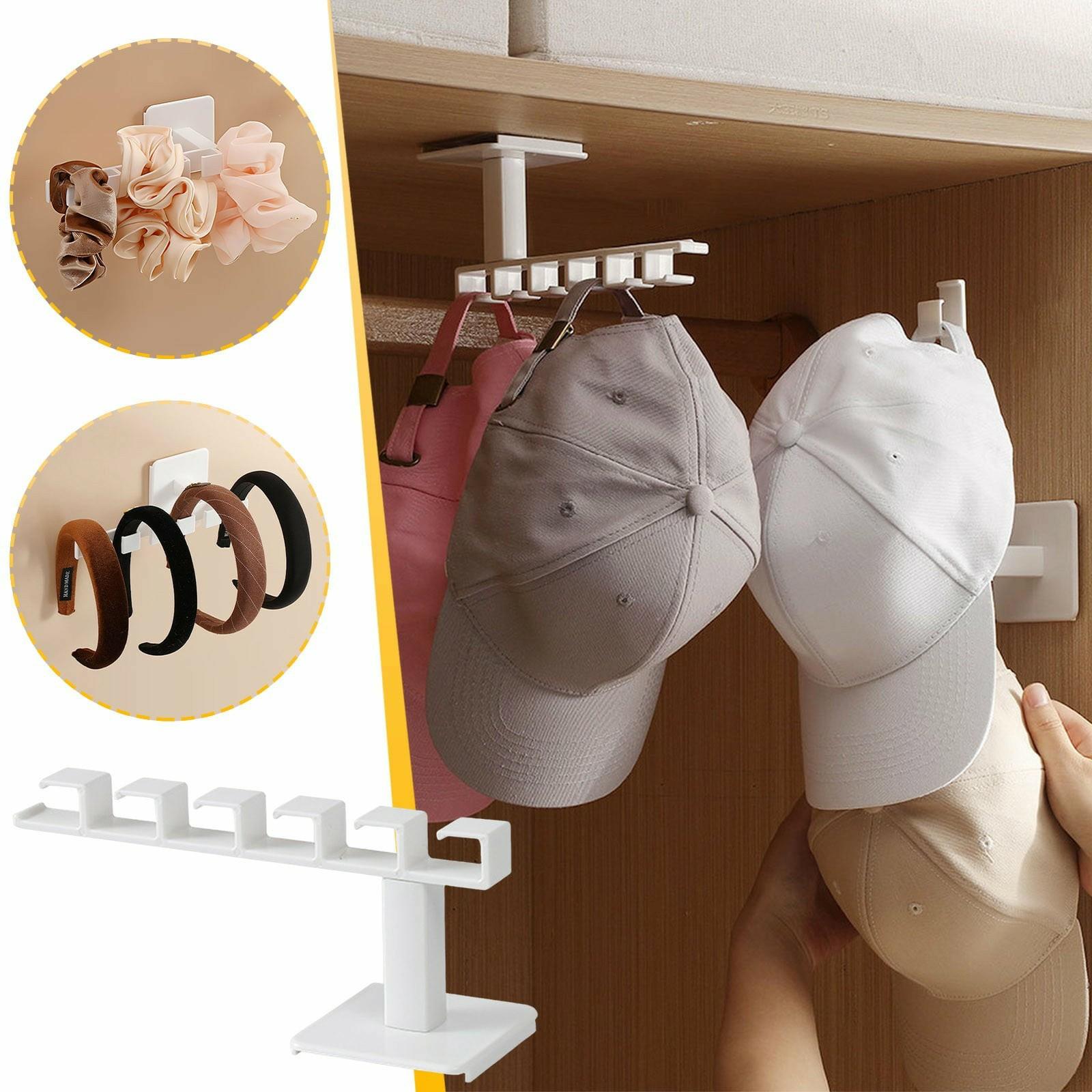

6 Hooks Adhesive L Shape Hanger Plastic Storage Rack for Cabinet No Drill Organizer Type A