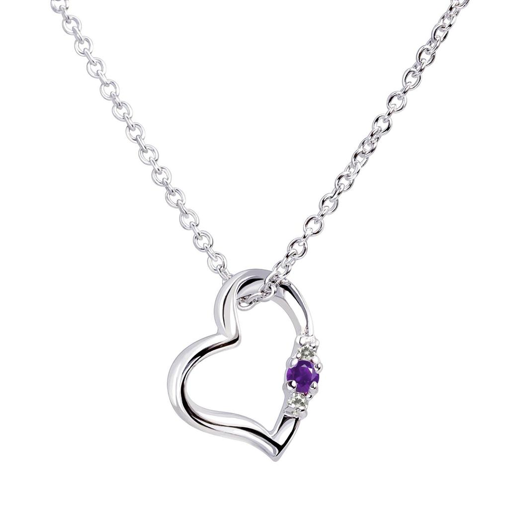 Natürliche Diamant-Herz-Halskette Teddybär Plüschtier-Set Februar Amethyst Perle Weißer Bär [Sears] Damen 1491-tdt-01-w2
