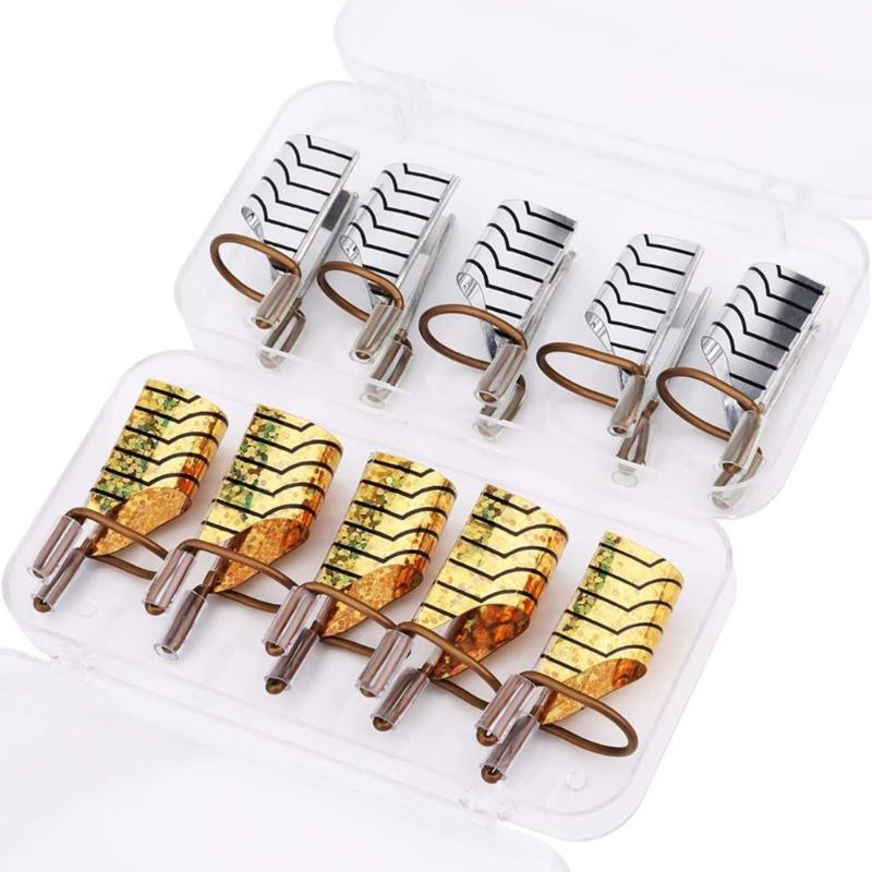 5PCS Reusable Metal Nail Art Forms For Acrylic Gel Extensions Precise Fit Two Colors Design Lightweight Manicure Tool