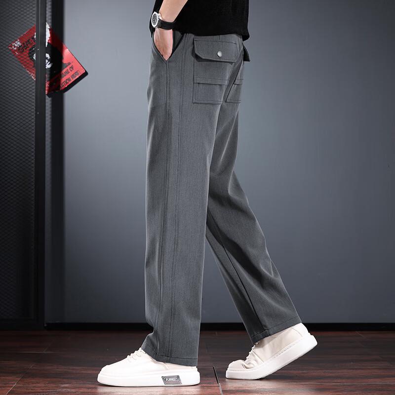 Men's Loose Straight Fit Casual Business Pants