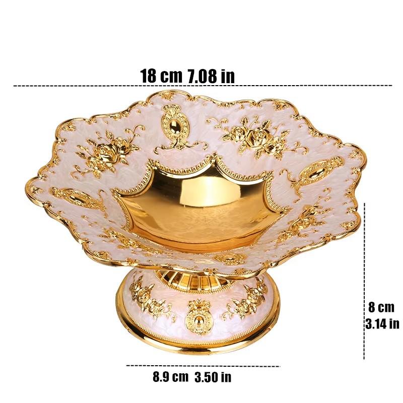 Platou Fructe Argintiu Auriu Formă Floare Festival Aliaj Farfurie Gustări Bomboane Picior Înalt Organizator Depozitare Banchet Acasă Decor Birou