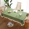 Modern Simple Ruffle 100% Cotton Tablecloth Washed Cotton Solid Color Coffee Wedding Party Dining Table Cloth Home Decor