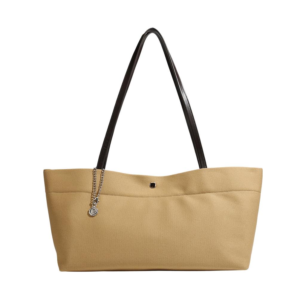 Fashion and casual large-capacity portable women's bags, niche single shoulder armpit bags, high-end cowhide canvas tote bags