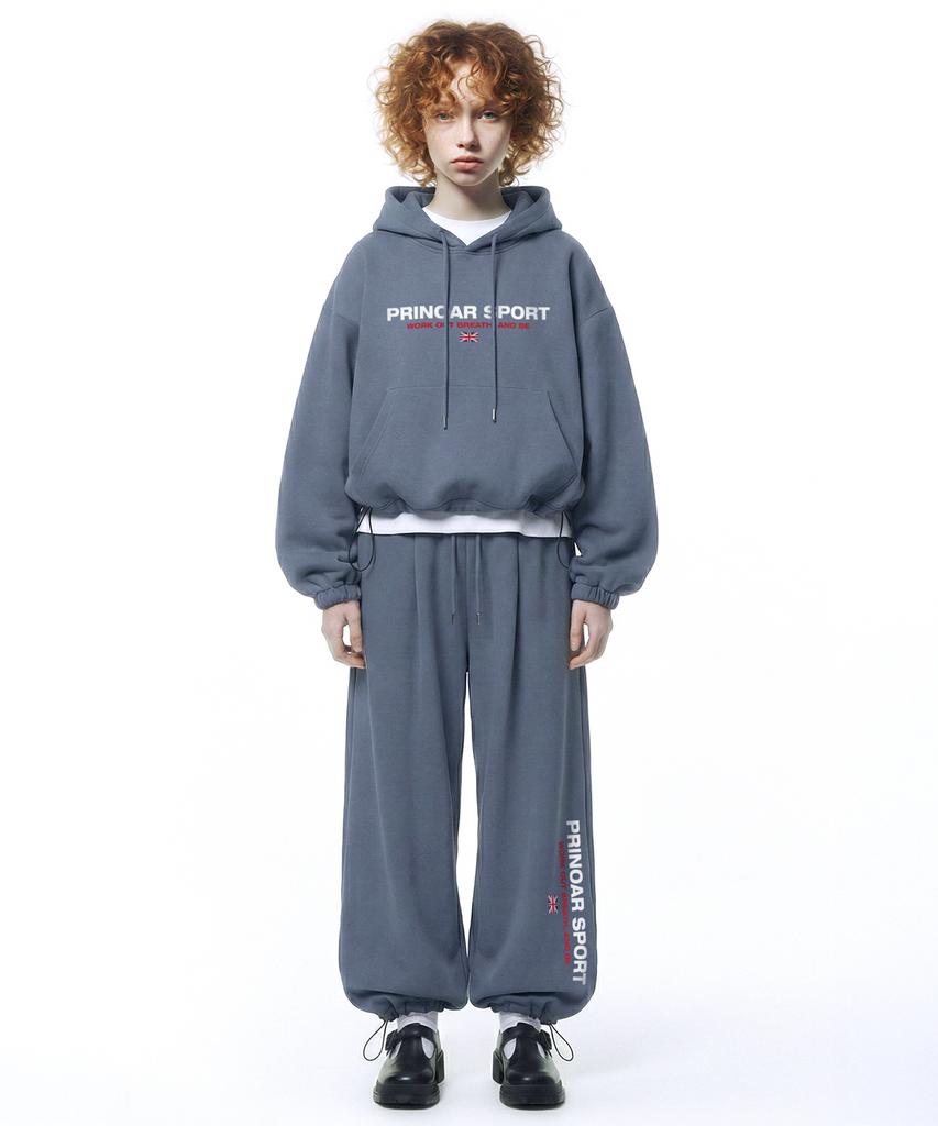 PRINOAR Sports String Single-Pleat Wide Pants - Blue-Gray
