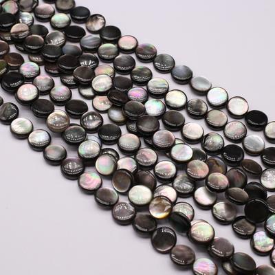 1 sznurk, Czarne Naturalne Muszelki, Ciemny Styl Ręcznie Robione Okrągłe Luźne Koraliki Dystansowe, 10×10mm, do Tworzenia Biżuterii DIY Naszyjników, Bransoletek Akcesoria 38cm