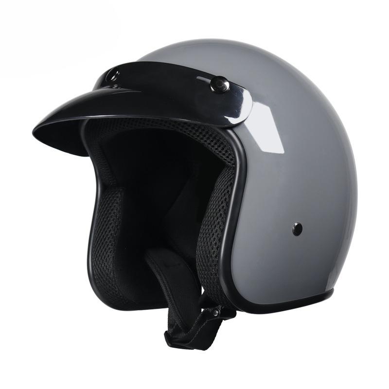 Retro Helmet Personalized Men's and Women's Leather Helmet Electric Vehicle Helmet 3/4 Summer Helmet, Half Helmet Scooter Universal in All Seasons