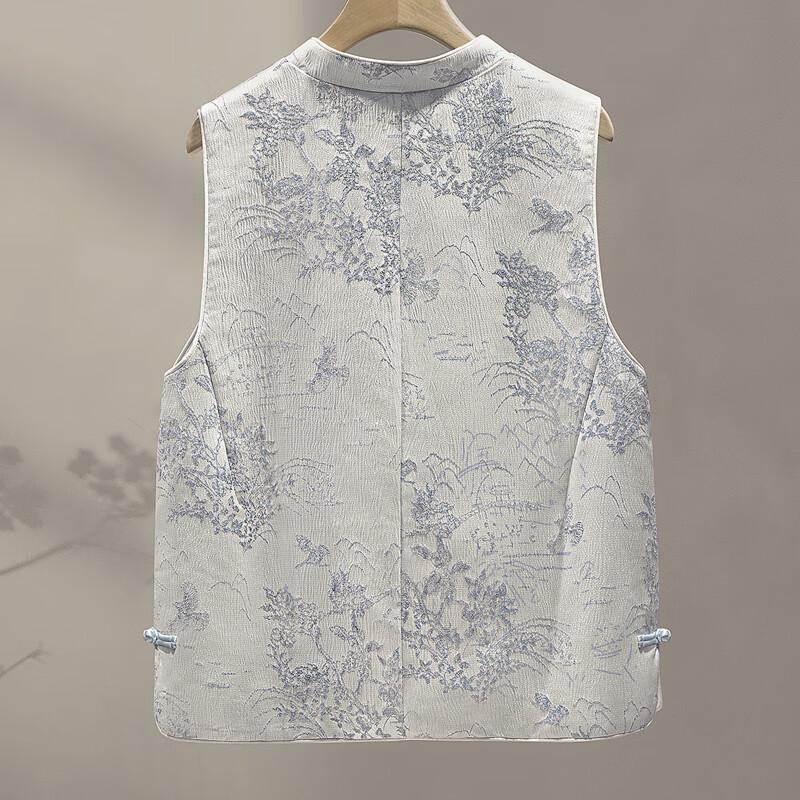 Sybelle Damen Weste im neuen chinesischen Stil mit Blumenmuster