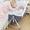 Bedside Bassinet for Baby Unisex Portable Travel Cribs with Wheels 3 In 1 Crib Foldable Height Adjustment Movable Bedside Swing