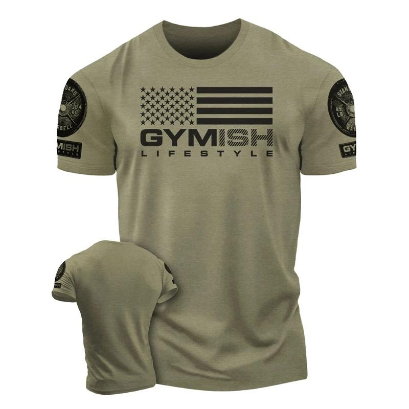 Round Neck 3D Minimally Printed Casual Fitness Sports Short Sleeved Men's T-shirts - Soft Medium Stretch Polyester Fabric Summer Relaxed Fit Clothing