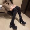 New versatile child autumn and winter European and American elastic boots fashion knee boots high heel thick sole waterproof table thick heel