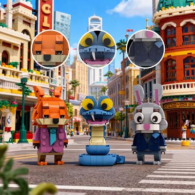 Non-Toxic 334 Bucăți Model Iepure Vulpe Șarpe Blocuri de Construcție Seria de Filme Anime Jucărie de Asamblare cu Particule Mici Ornament Animal Cadouri de Sărbători pentru Copii