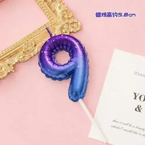 Gradient Number Candles Glitter Birthday Candles Cake Topper Decoration 0-9 Numbers Digital Candle Birthday Party Supplies Velas
