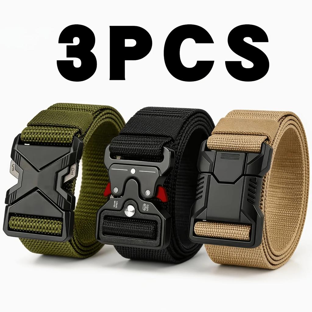 3pc Quick release belts adjustable for outdoor use durable and thick multifunctional men belt Casual golf belts for men