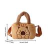 Stylish Cute Embroidered Capybara Plush Handbag Kawaii Carto Plush Shoulder Bag Lightweight Soft Small School Bag Square Bag