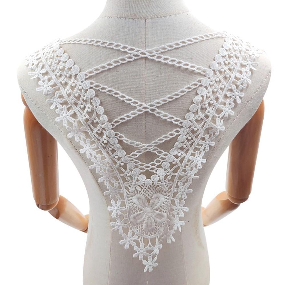 Milk Silk Flower Neckline Collar Hollow DIY Back Collar Applique Embroidery Lace Applique Fabric