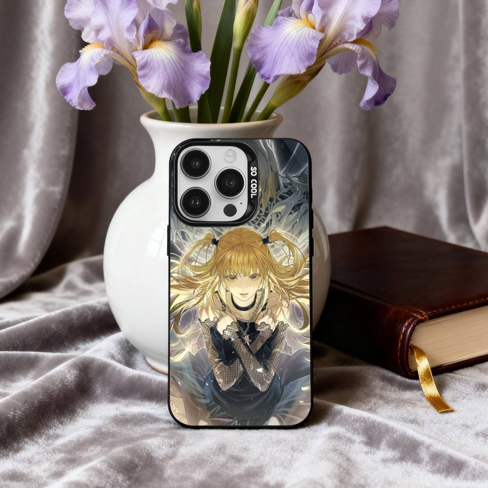 M-Misa D-Death-H N-Note-E Phone Case For iPhone17,16,15,14,13,12,11 Plus,Pro Max Black Candy Silver Plated Cover