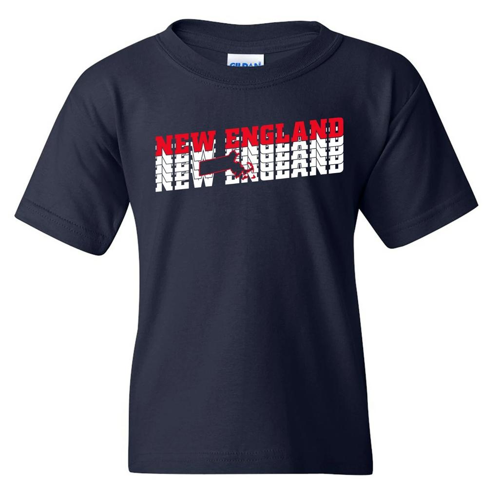 New England City Retro Repeat - Sport Football Team Classic Youth T-Shirt - Navy