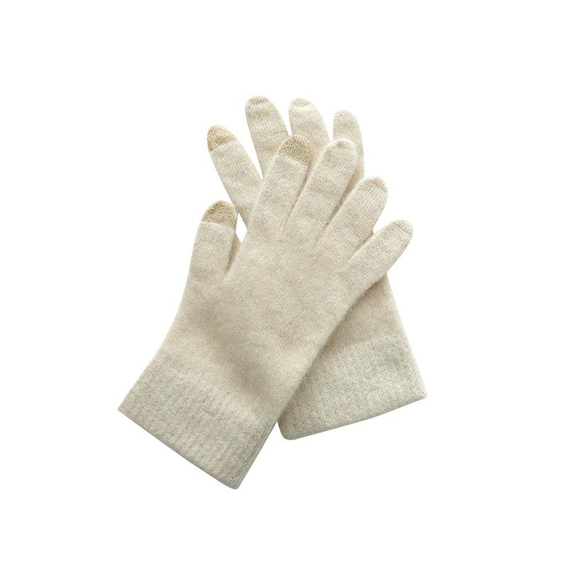 Touch Screen Gloves Cashmere Autumn and Winter New Style Unisex Flat Warm Cycling Windproof Knitted Five Finger