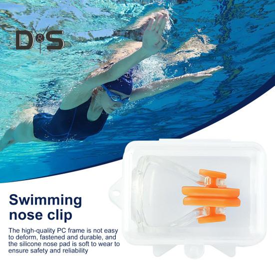 Svømming neseklemme Myk silikon neseklemmer hindrer vanninntrenging Vannsport neseklemme med oppbevaringsboks for dykking Svømming