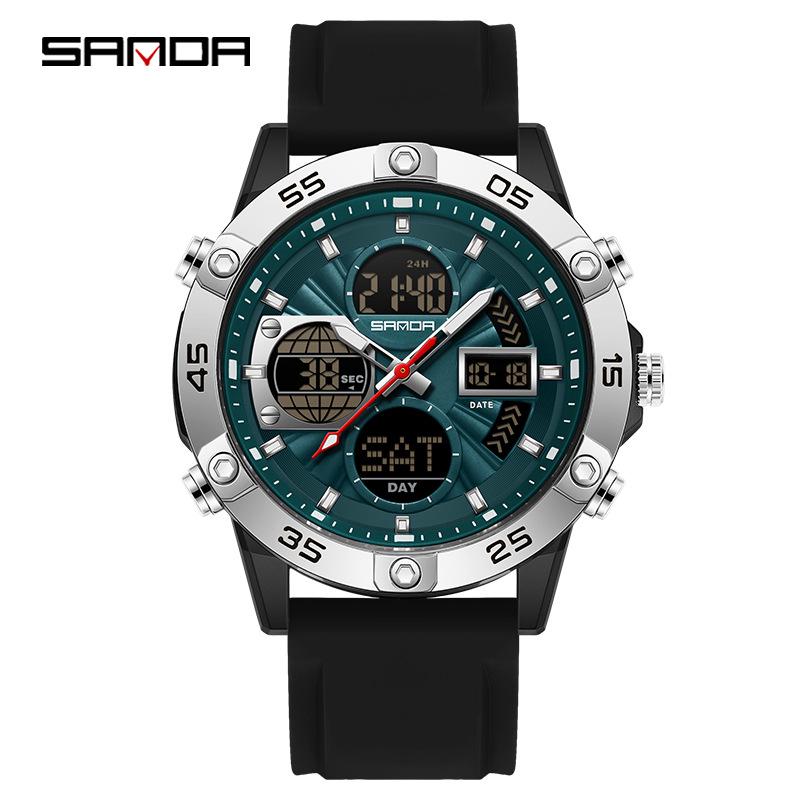Sanda Trendy Multifunctional Men s Sports Watch - Luminous, Waterproof, with Alarm Clock