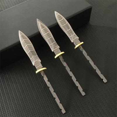 Gör-det-själv Halvfabrikat Damaskusstål Mönster Te Nål Kniv Ämnen för Gör-det-själv Te Skärare Puer och Mörk Te Kniv Bank
