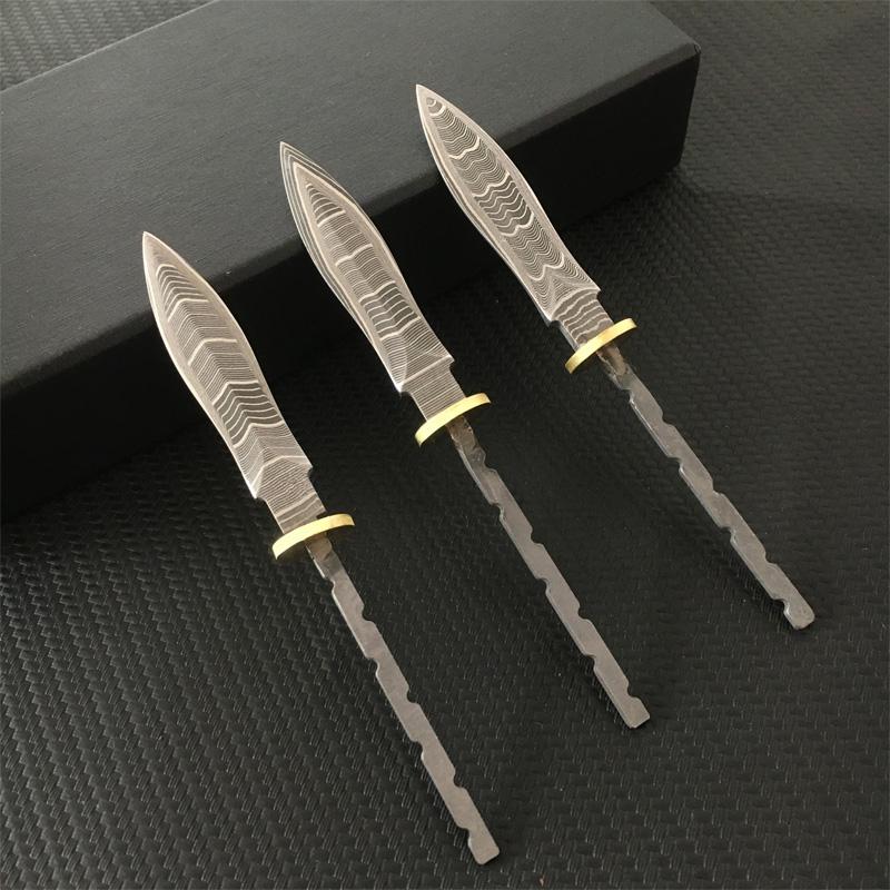 DIY Semi-finished Damascus Steel Pattern Tea Needle Knife Billtes for DIY Tea Cutter Puer and Dark Tea Knife Bank