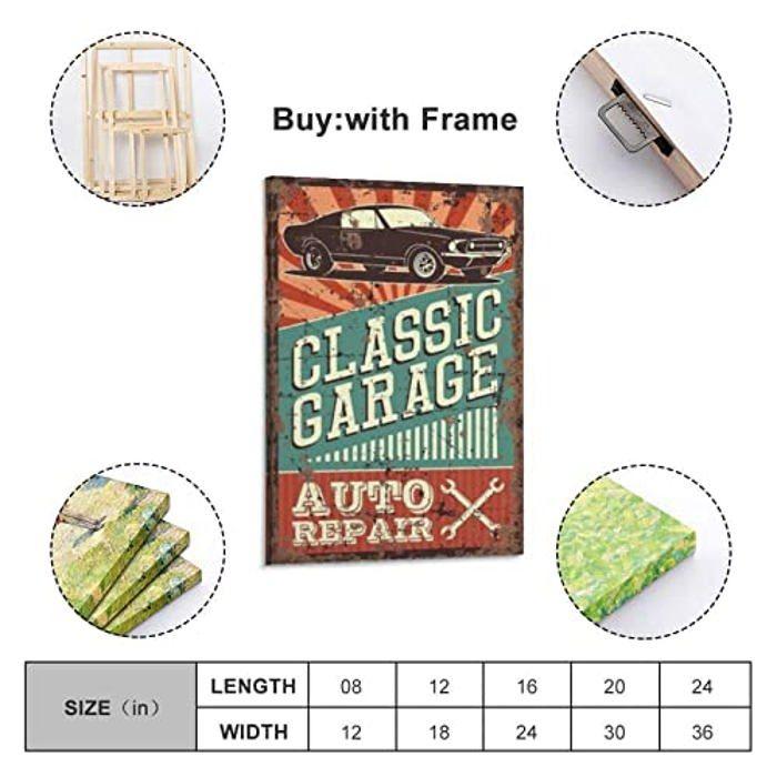 Poster Vintage - Garage - Réparation De Voitures - Métal - Rectangulaire - Décoration Murale