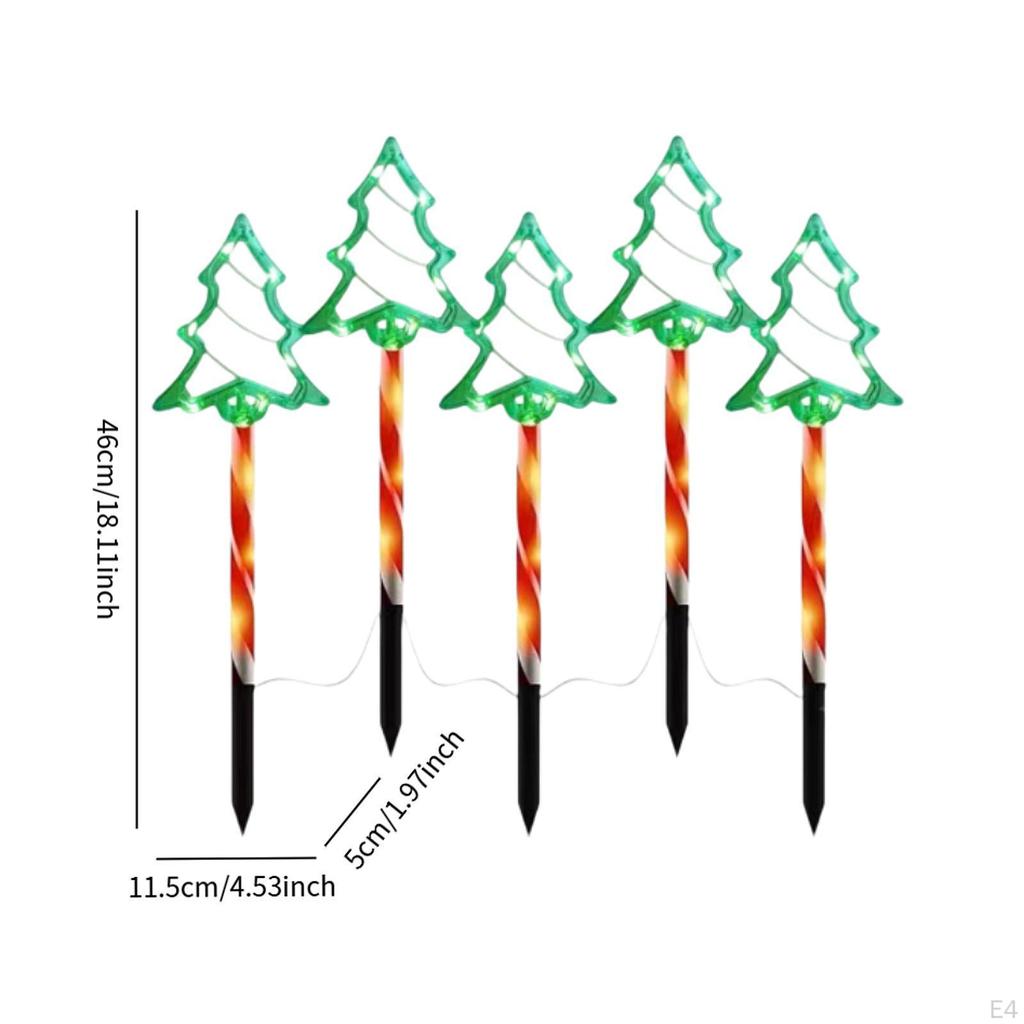 Christmas Tree Solar Landscape Lights Lawn Lamp for Front Porch Pathway 5 Stake