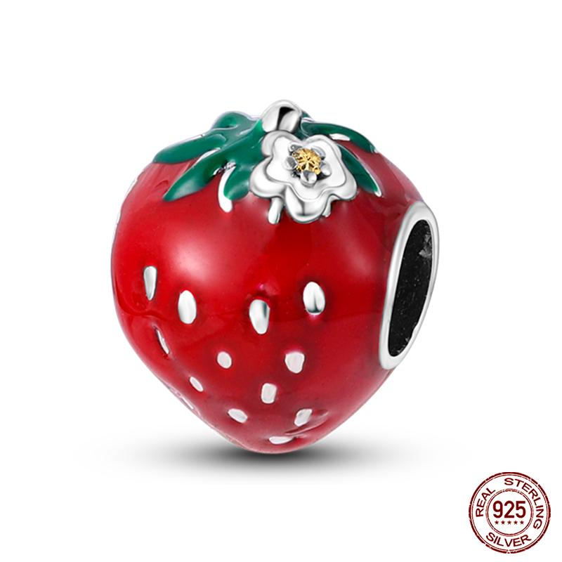 100% Copper Love Strawberry Cherry Red Series Charm Beads For Brand Original Bracelet Diy Fine Jewelry Gift
