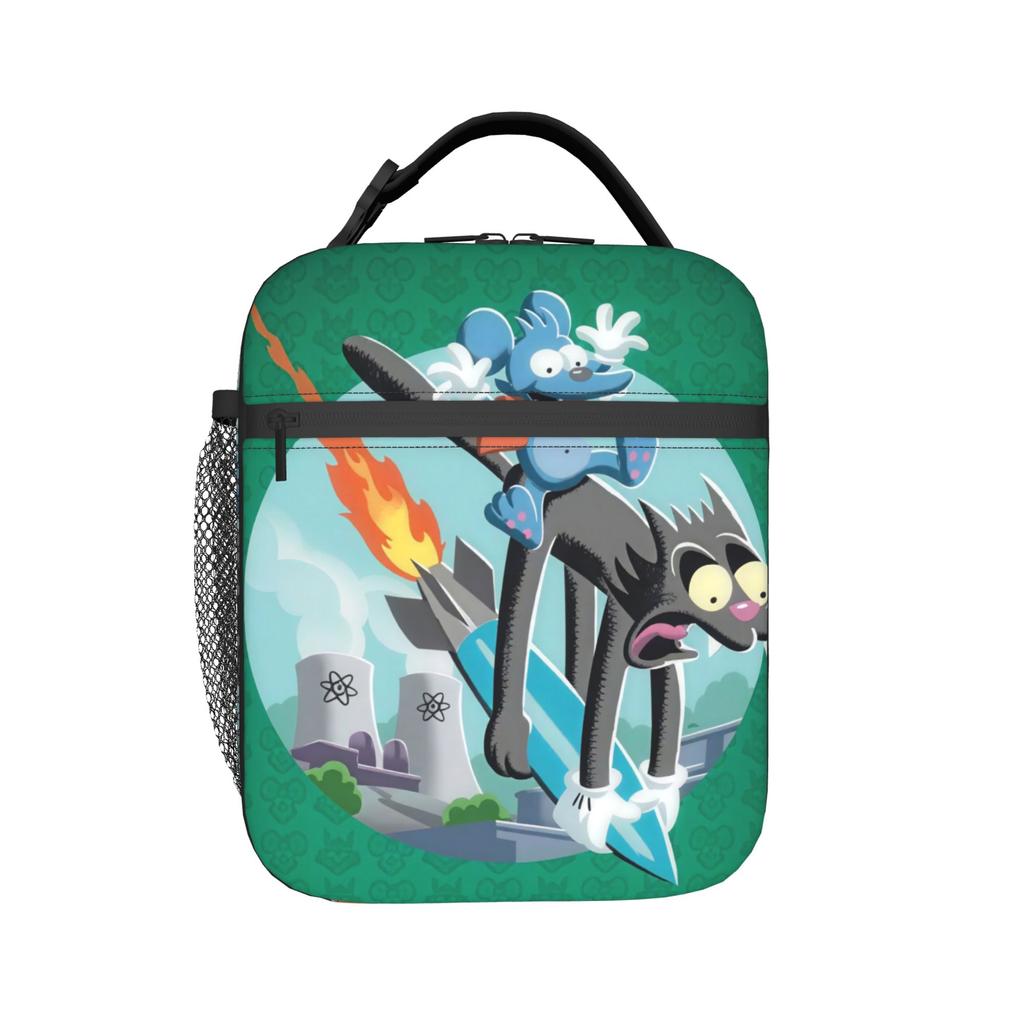 Itchy and Scratchy Lunch Bag For Women Lunch Box Fashion Outdoor Picnic Cooler Bag Portable Zipper Oxford Thermal Lunch Bags