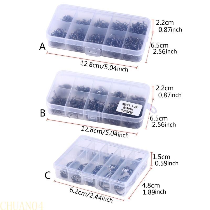 A1A2 100/500pcs Steel Barbed Fish Hooks Saltwater Freshwater Fishing Hooks Durable