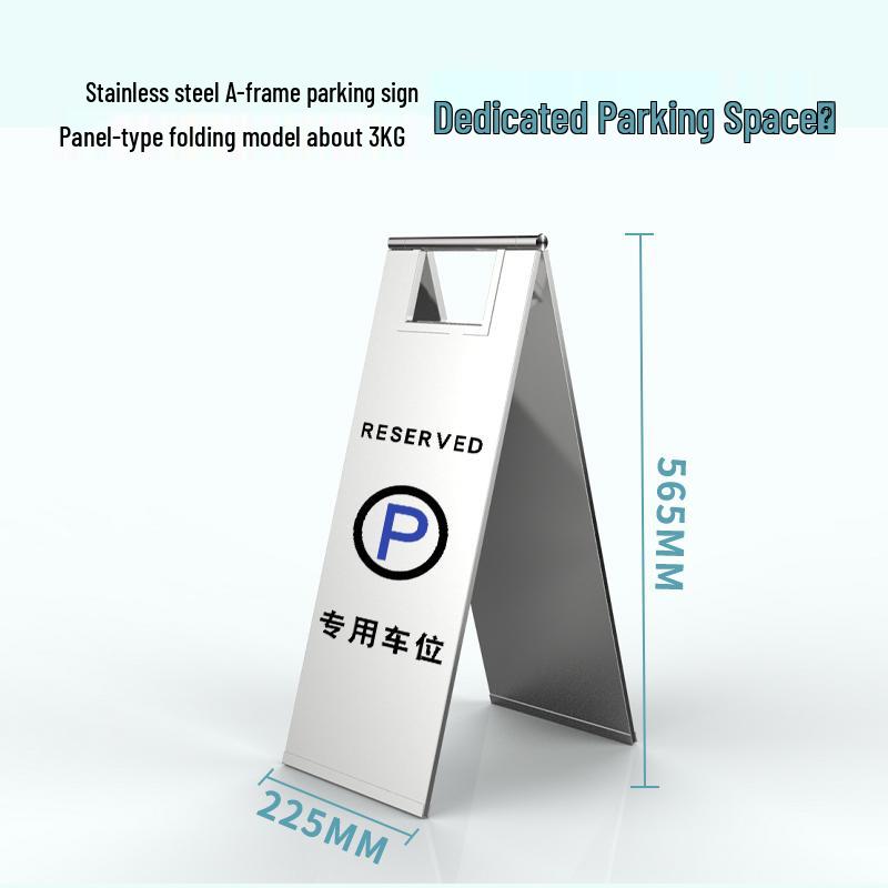Stainless Steel No Parking, Caution Slippery, A-Frame Folding Sign