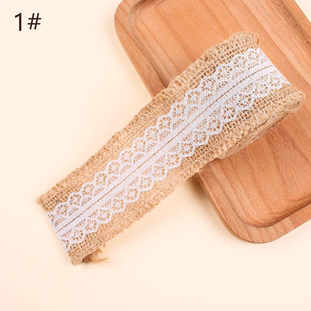 Burlap Roll with Lace Edge for DIY Christmas and Wedding Crafts, Jute Twine Ribbon