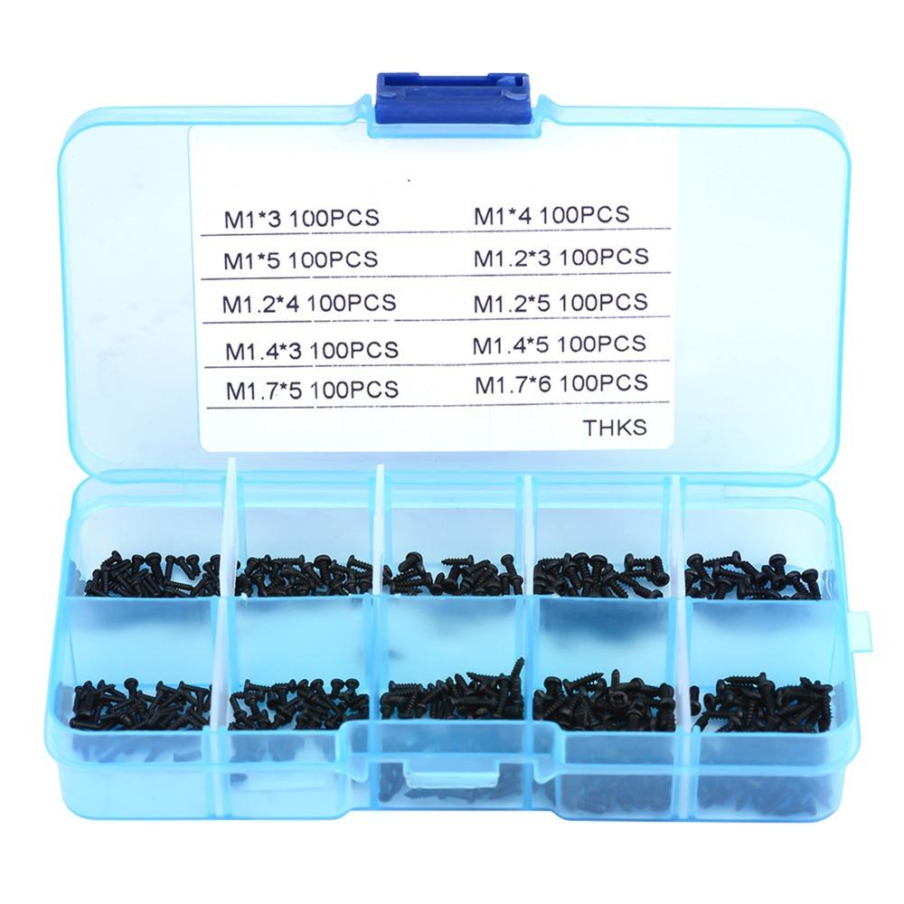 1000Pcs Carbon Steel Screw Assortment Kit Machine Screws  For DIY Electronic and Laptop Repair