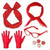 Festival Party Cosplay Set 1950s Retro Polka Dot Earrings Headband Glasses Costume