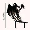 Metal Ghost Garden Stake Ghost Silhouette Ornament Halloween Gothic Yard Sign with Stakes for Outdoor Lawn Graveyard Decoration