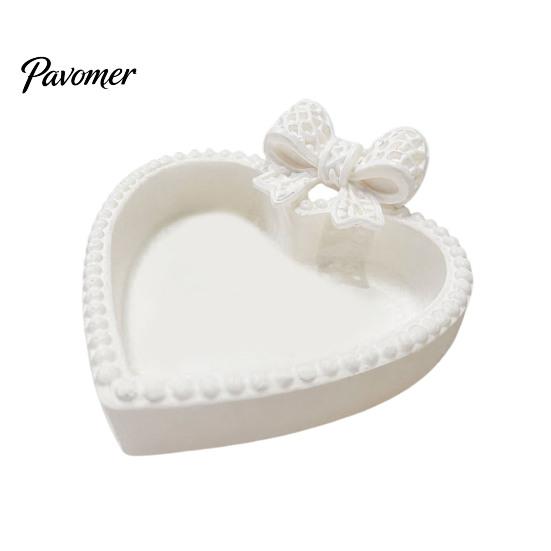 3D Printed Bow Storage Tray Jewelry Tray, Cute Heart-Shaped Organizer, Stable Decorative Desktop Organizer Unique Art Collection Gift for Rings