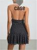 2025 Summer Women's Sleeveless Polka Dot Halter Neck Mini Dress with Open Back