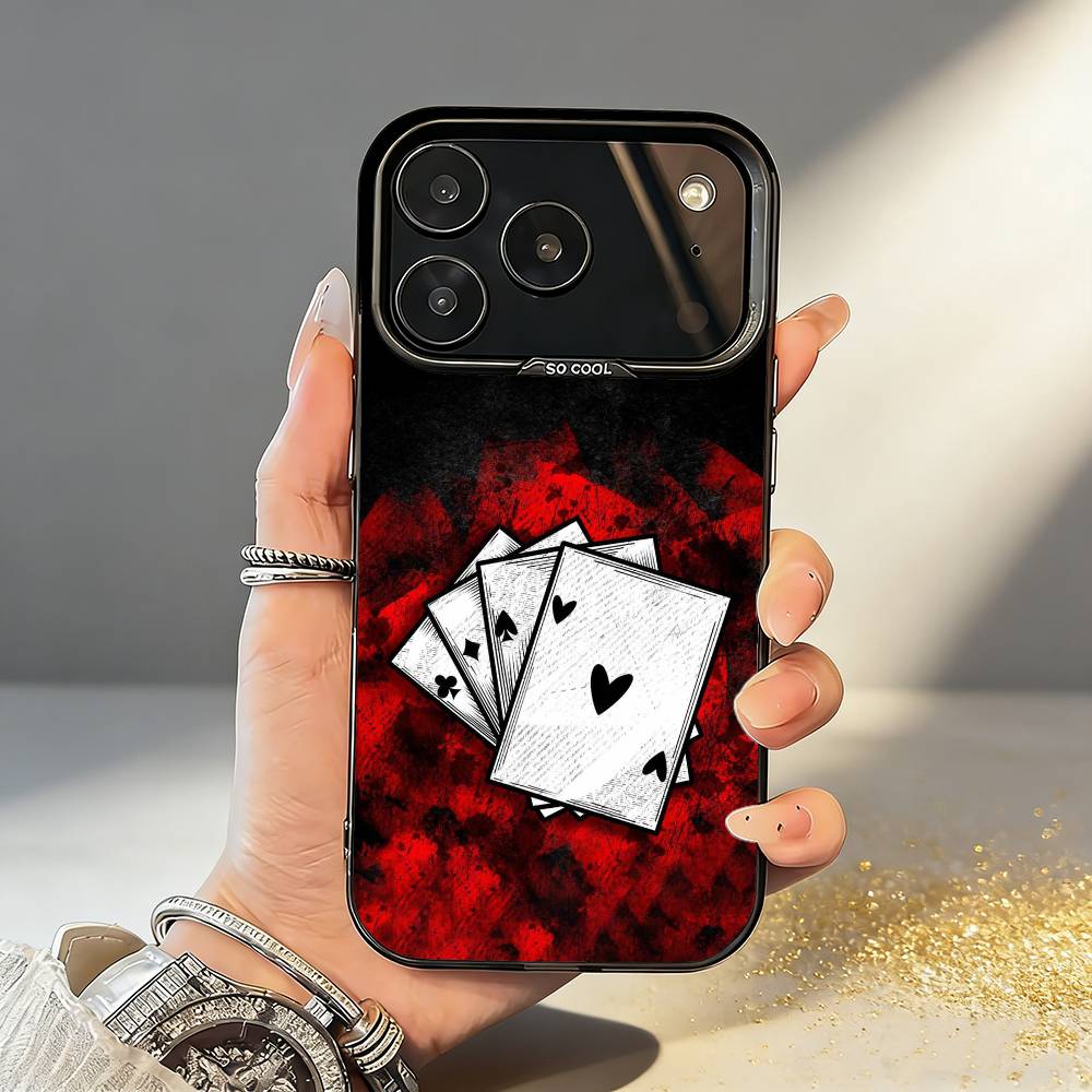 

A-Ace of Spades Poker Phone Case For iPhone17,16,15,14,13,12,11,Pro,MAX Gray Matte Silicone Black Cover iPhone14ProMax
